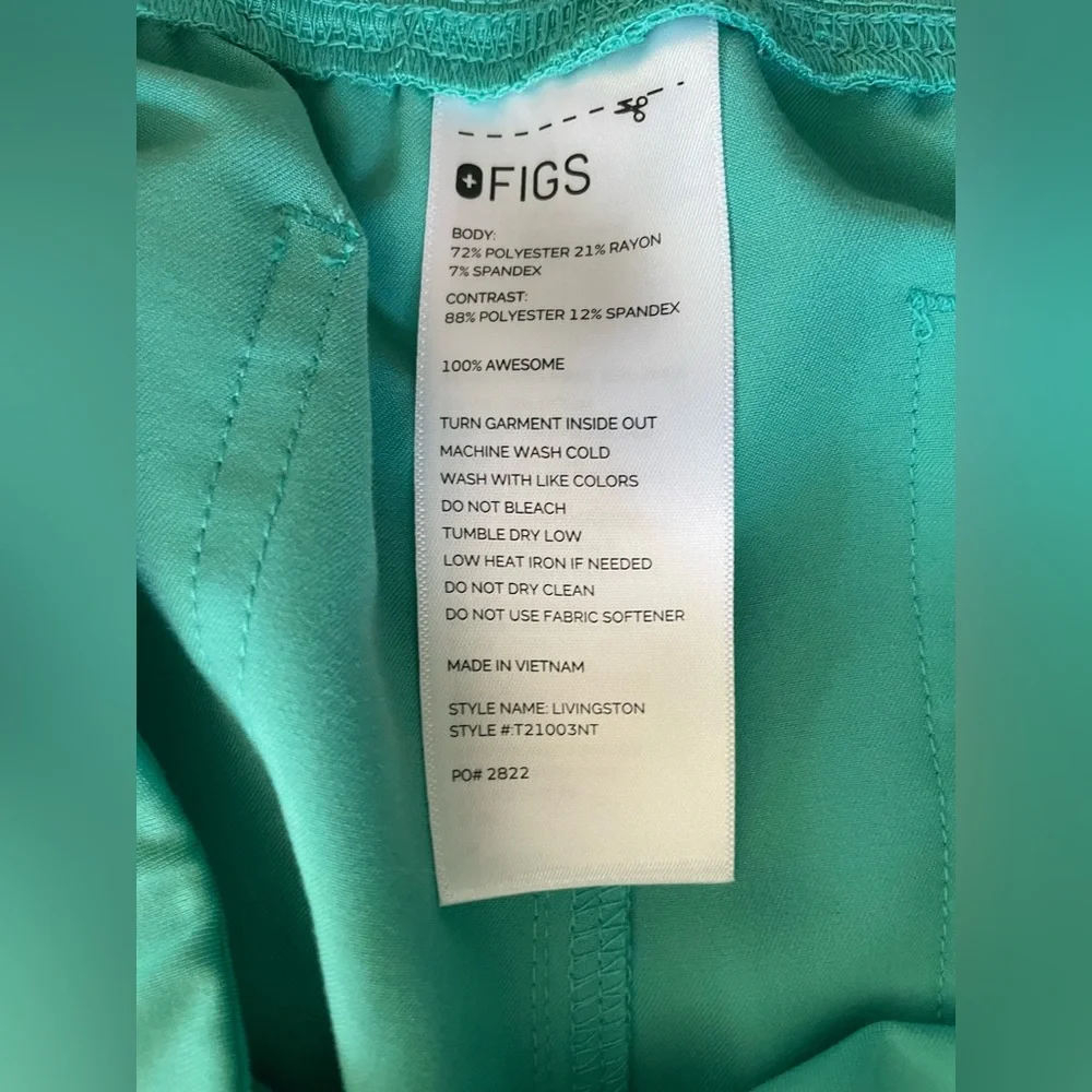 Figs Livingston scrub bottoms in surgical green - size small tall - Picture 2 of 7